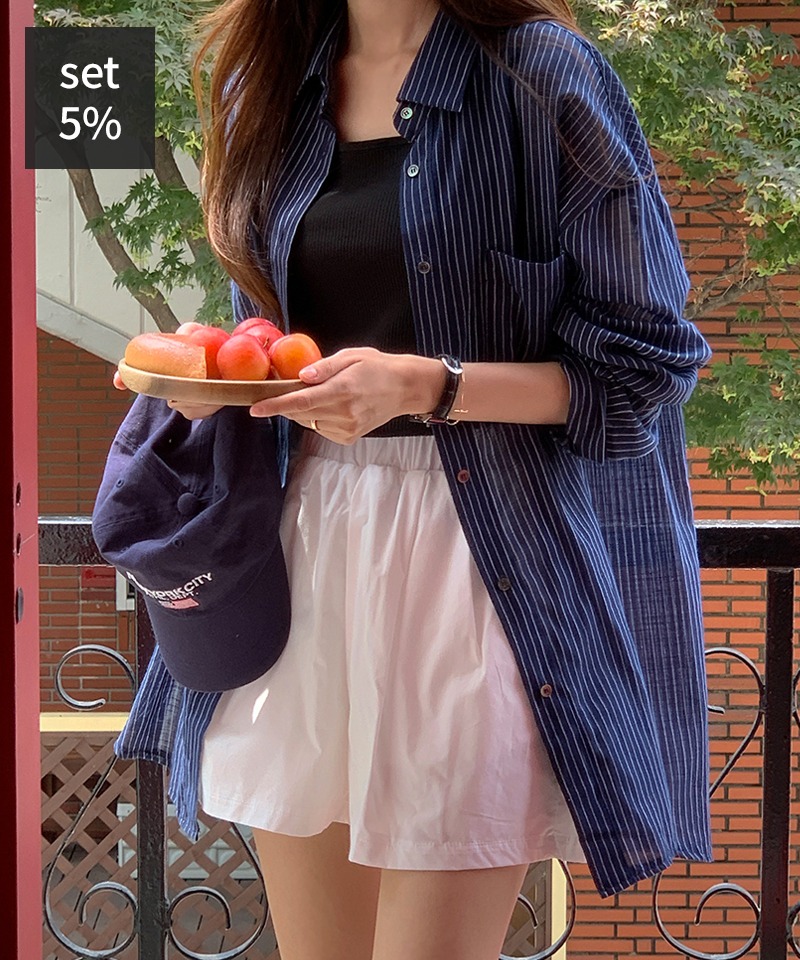 Mino 条纹衬衫+Want 绑带裤 女装购物中心DALTT