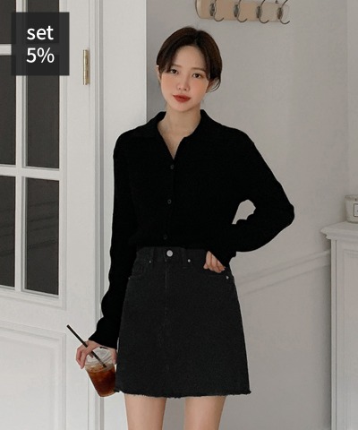 结领羊毛开衫（85%羊毛）+黑蓝迷你裙 女装购物中心DALTT