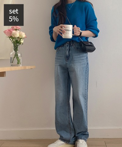 野餐罗纹针织 + Today Months 牛仔裤 女装购物中心DALTT